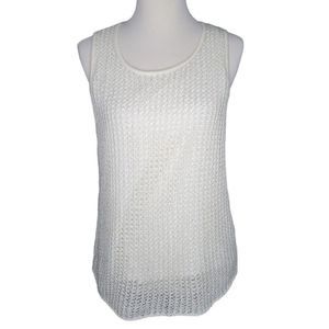 Chico's Womens Ivory Cotton/Rabbit Hair Blend Knit Sequin Sleeveless Top Sz 1 M